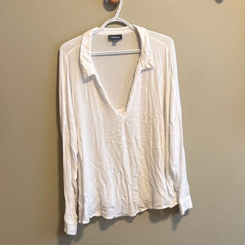 Mod cloth Cream V-Neck Blouse